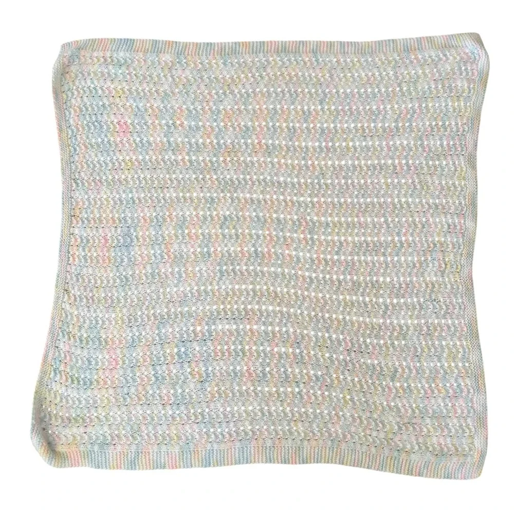 Handmade Crochet Baby Blanket‎ Afghan Soft Pastel Colors 42x42 Swaddle Lap Throw